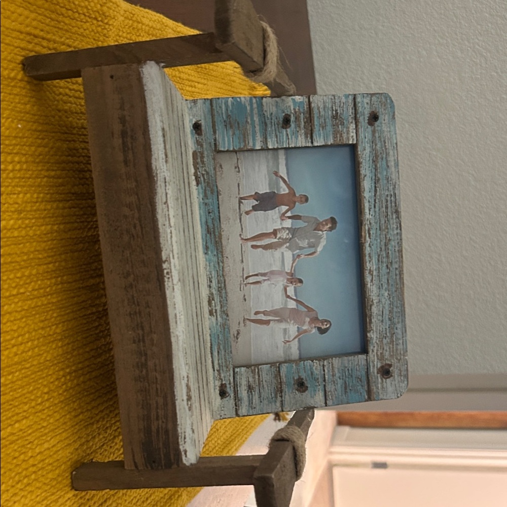 Vintage Blue and Brown Wooden Photo Frame